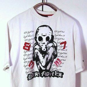 Vtg Eight 732 Born Fighter White T Shirt Sz 2XL